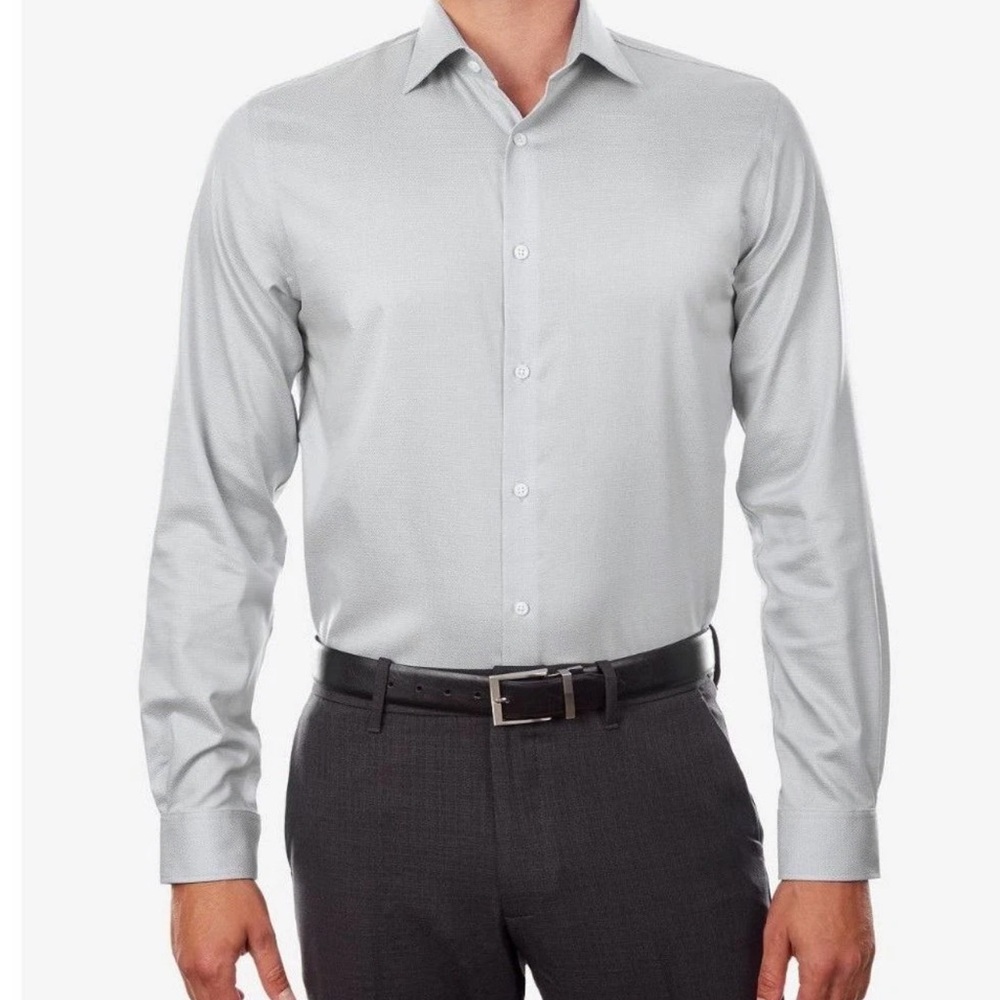 Michael Kors Regular-Fit Dress Shirt Confort Stretch Gray Men's Size 2XL